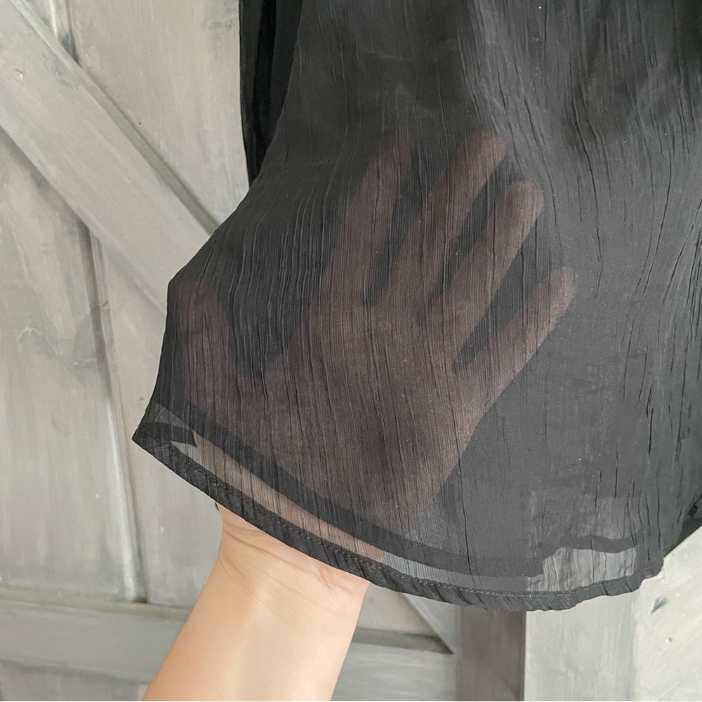 Stellah Ruffle Big‎ Dramatic Cuff Sheer Black Romantic Boho Blouse boho - Picture 5 of 9